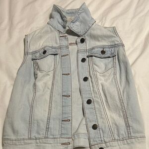 Light Blue Denim Vest with Button Details